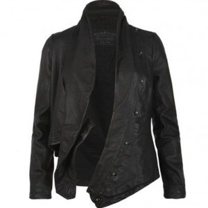 BLACK ALL SAINTS KIATO SOFT LEATHER JACKET SZ 8